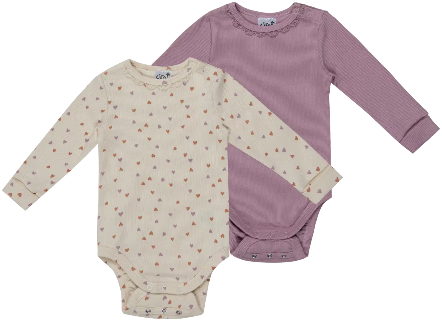 Ciraf vauvojen ribbibody Sydän 250B263107 2-pack - Gardenia AOP & Dawn pink - 1