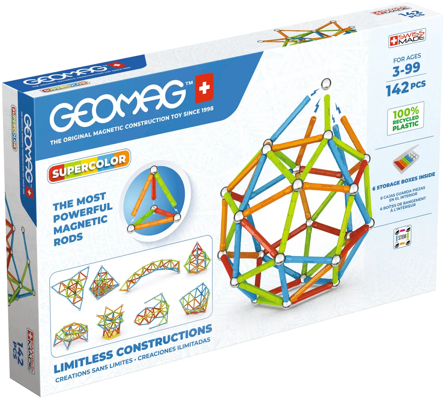 Geomag Supercolor Recycled -magneettirakennussetti 142 osaa - 1