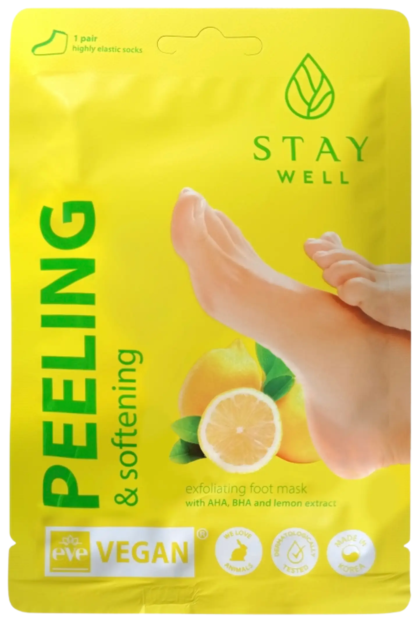 STAY Well Peeling & Softening Foot Mask LEMON