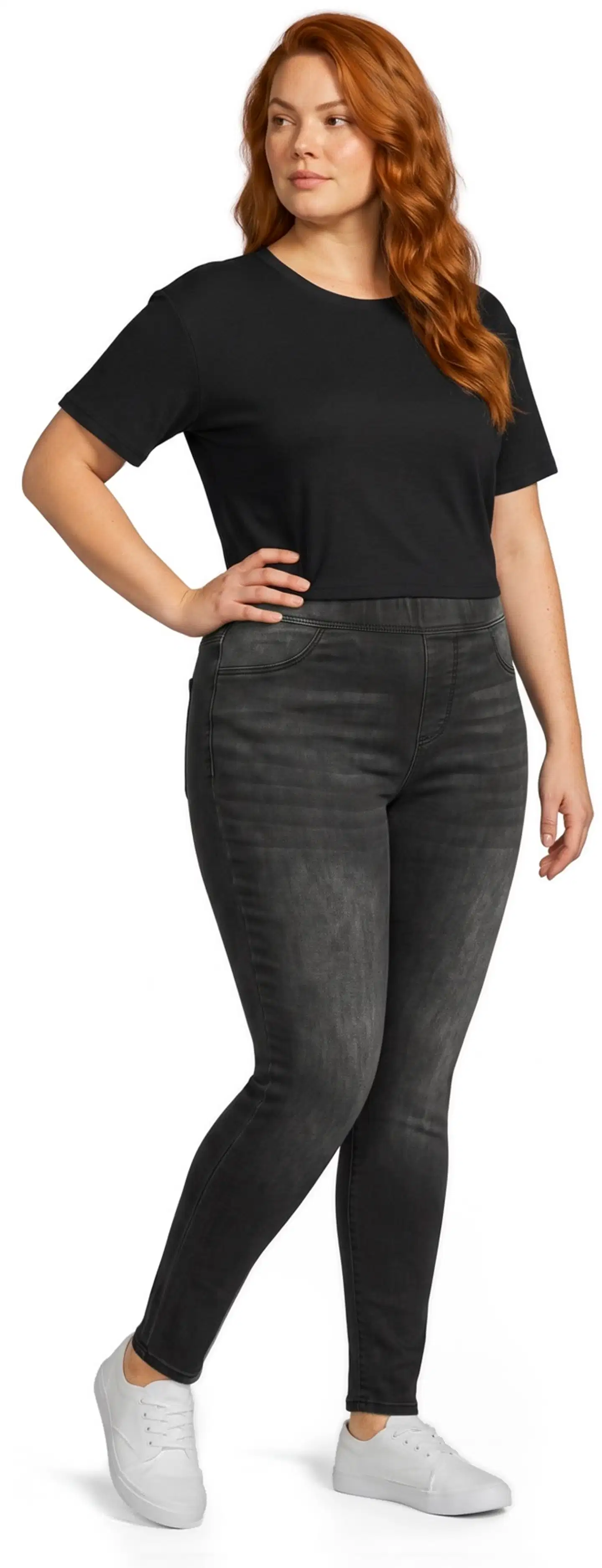 House naisten denimjeggingsit 222HP30261, D-mitoitus - Black denim washed - 4