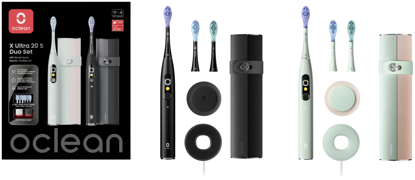 Oclean sähköhammasharja X Ultra 20 S Duo set musta & vihreä C01000761