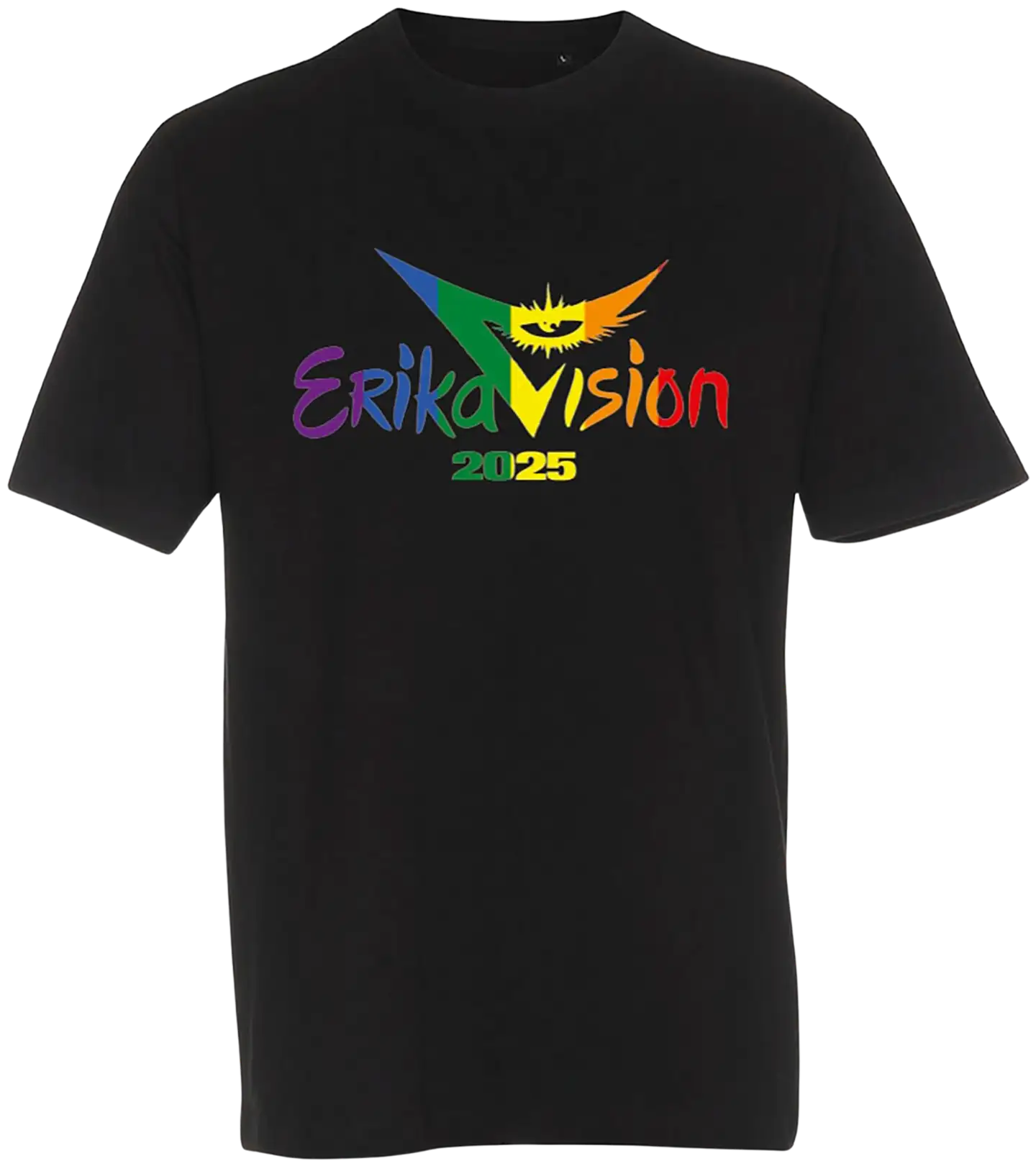 Erika Vikman unisex t-paita Erikavision 2025 Pride - MUSTA - 1