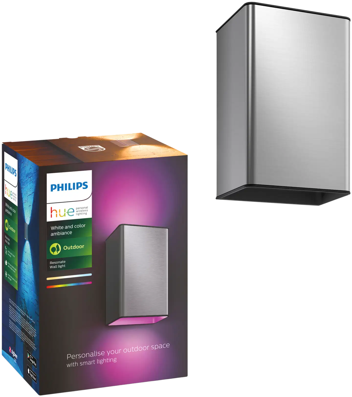 Philips Hue Resonate -seinävalaisin ulkokäyttöön 16W 2000-6500K 1180LM inox - 2