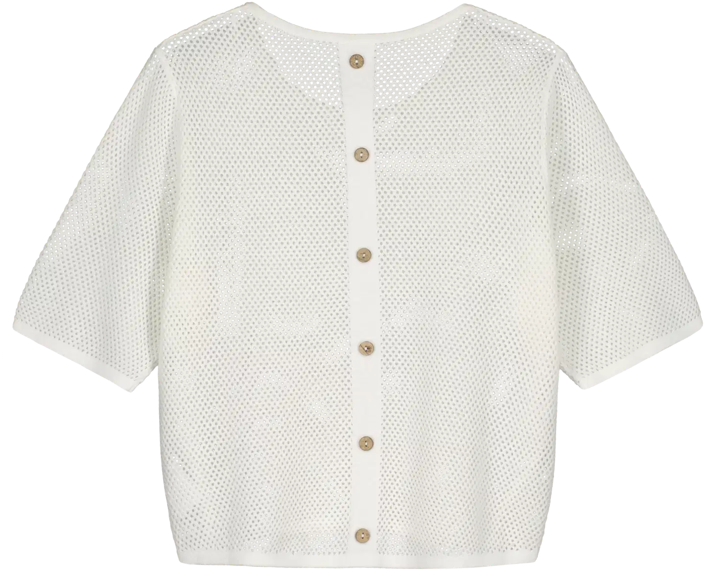 WKLY. naisten lyhythihainen reikäneule 213W090300 - Off white - 2