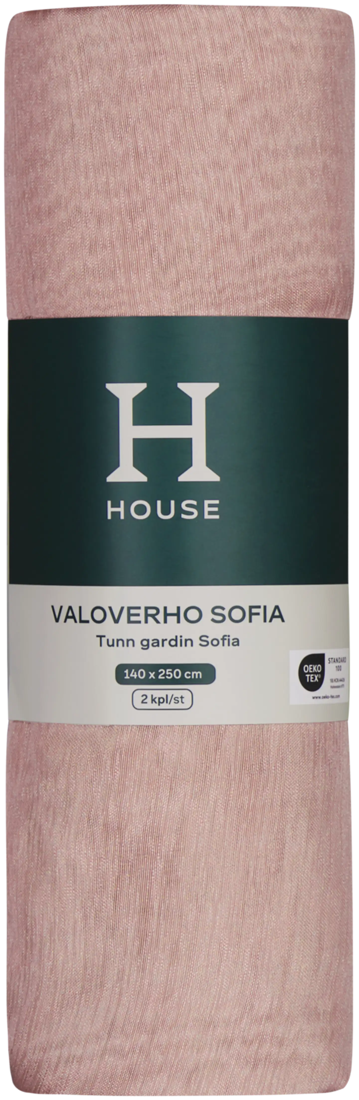 House valoverho Sofia 140x250 cm 2 kpl vaaleanpunainen - 2