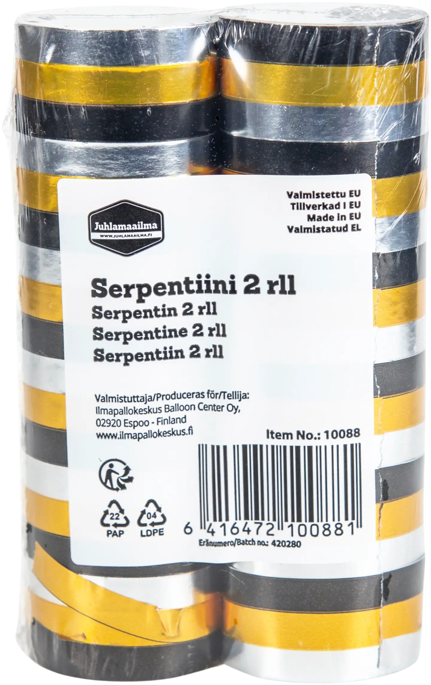 Juhlamaailma serpentiini kulta,musta,hopea 2 rll - 3