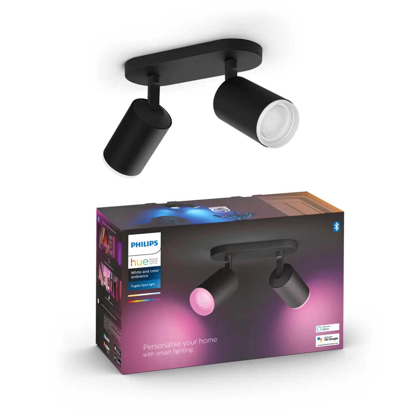 Philips Hue Fugato -kohdevalaisin 4.2W 2000-6500K 800LM musta - 3