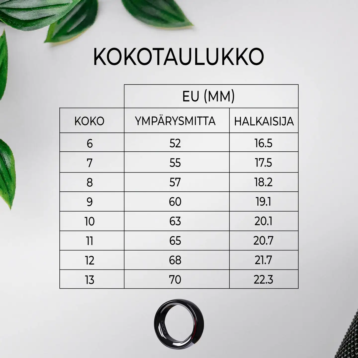 ODO Älysormus 3, Musta, Koko 7 - 6