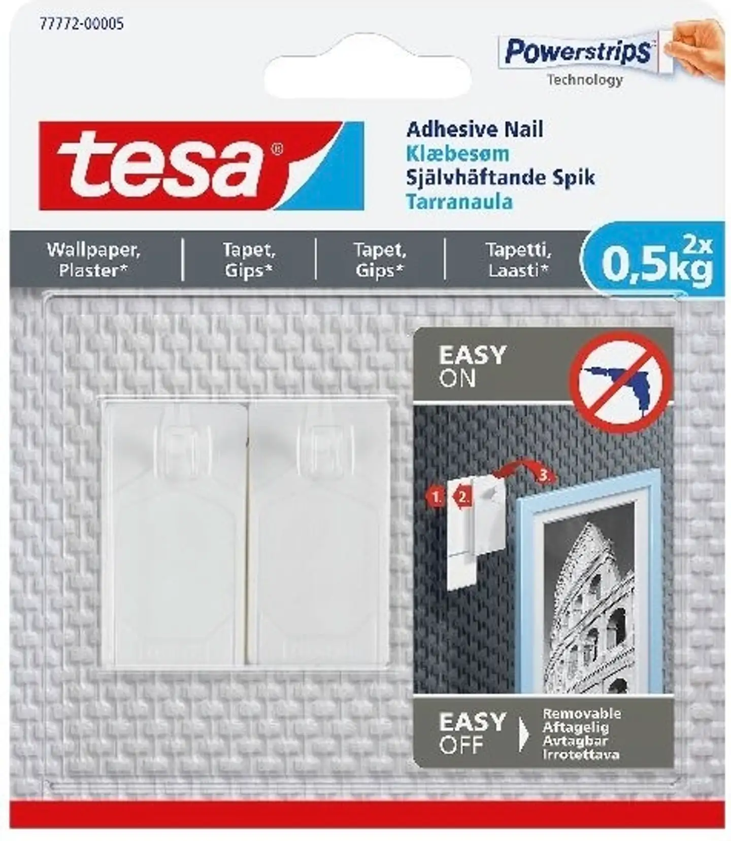 Tesa Powestrips liimautuva naula tapetille 2 kpl 0,5kg