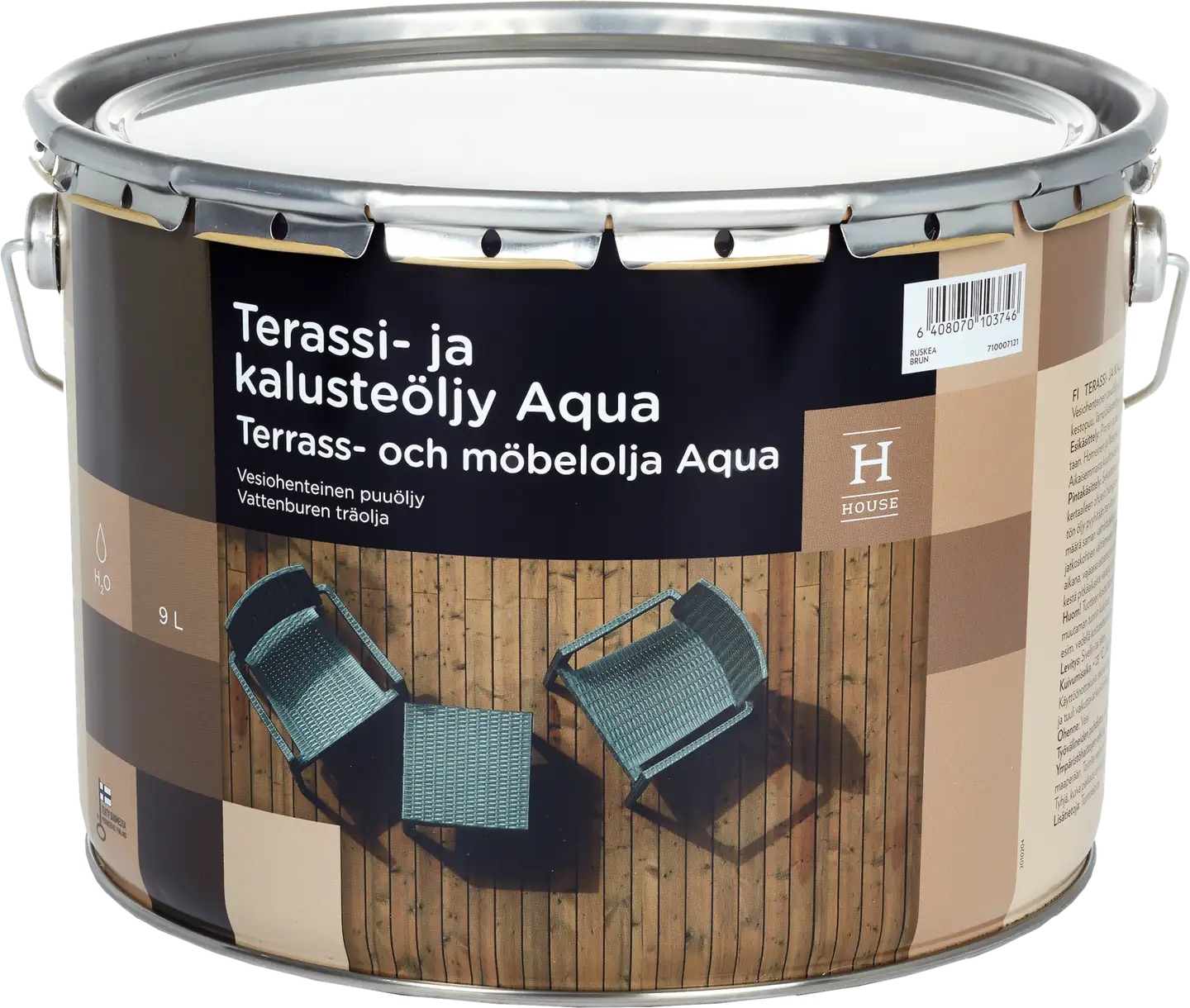 House terassi- ja kalusteöljy Aqua 9l ruskea