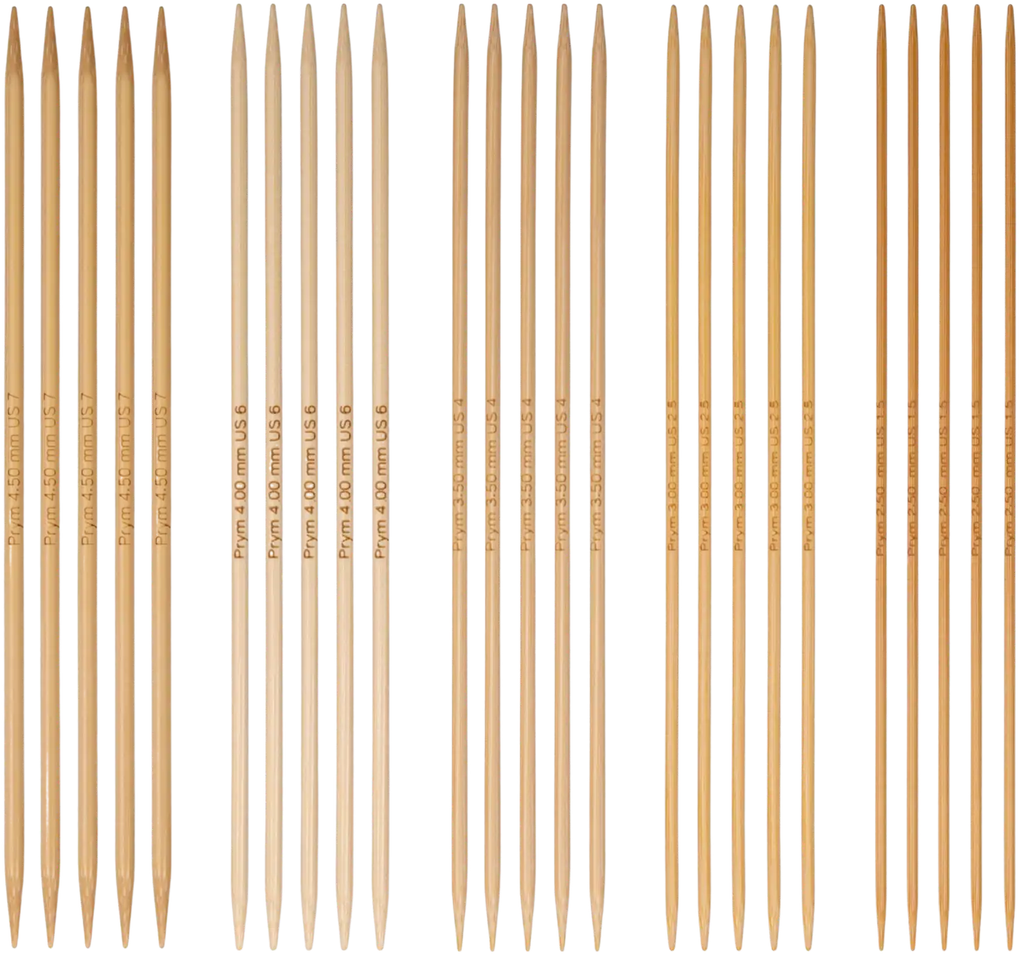 Prym sukkapuikkosetti 20cm, 5 eri kokoa,  2,5 - 3,0 - 3,5 - 4,0 - 4,5mm - 2