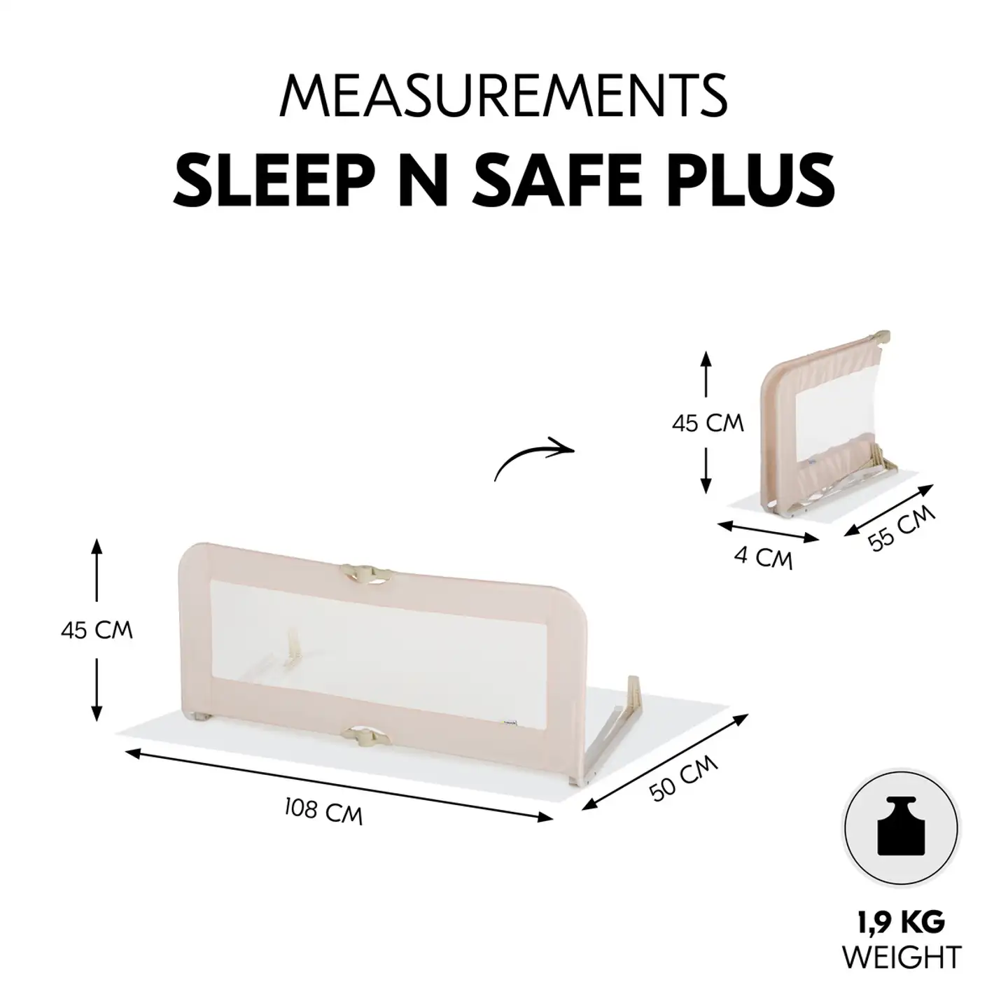 Hauck turvalaita lasten sängylle Sleep N Safe beige - 3