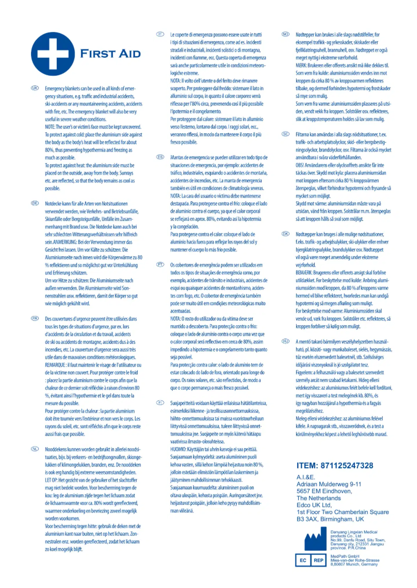 Comfort Aid hätäpeite 210x160cm - 2