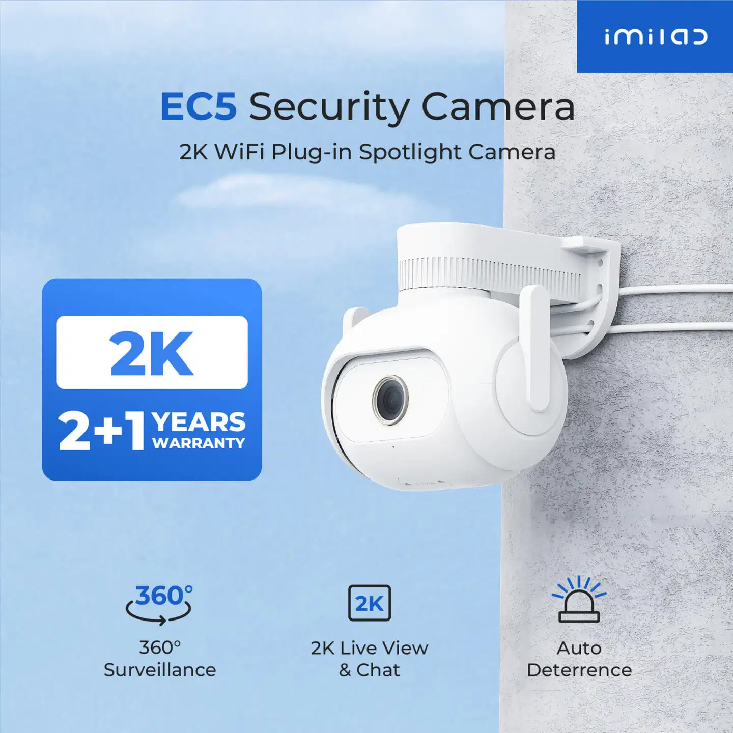 Imilab EC5 2K WiFi -valvontakamera ulkokäyttöön CMSXJ55A - 12