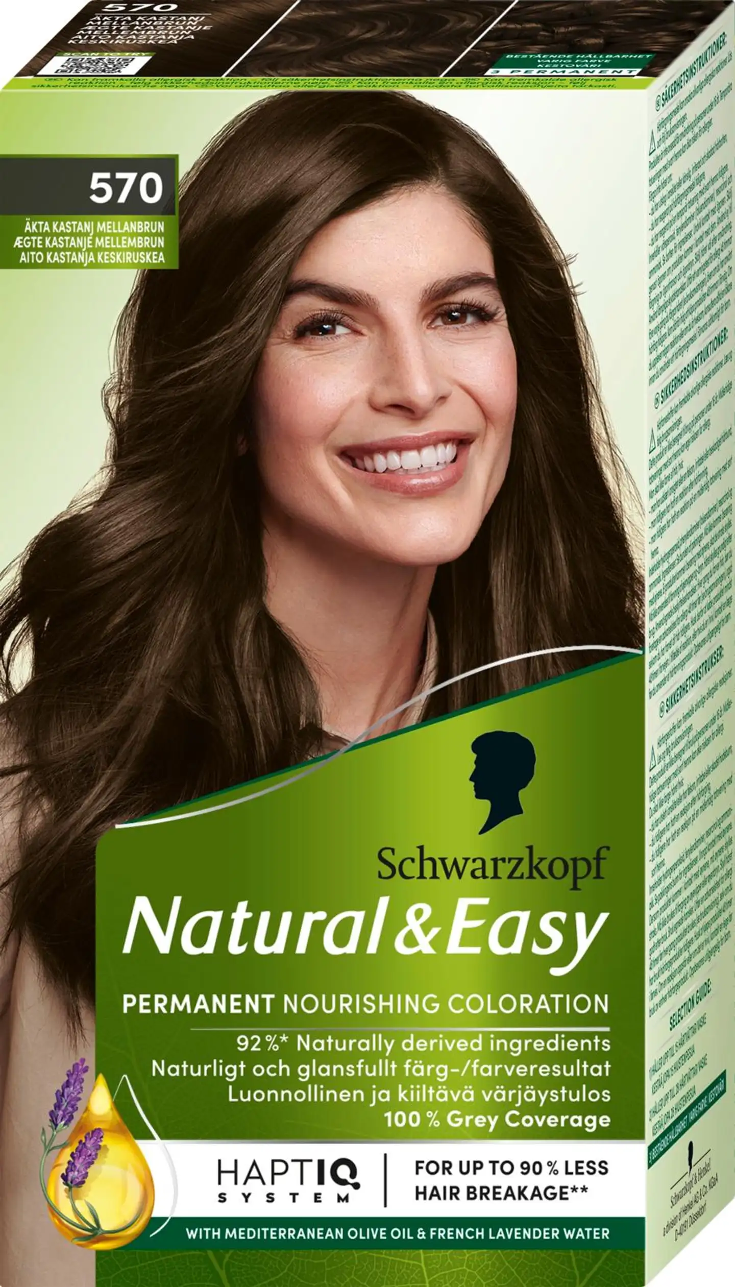 Schwarzkopf Natural & Easy hiusväri - 570 Aito Kastanja Keskiruskea - 1