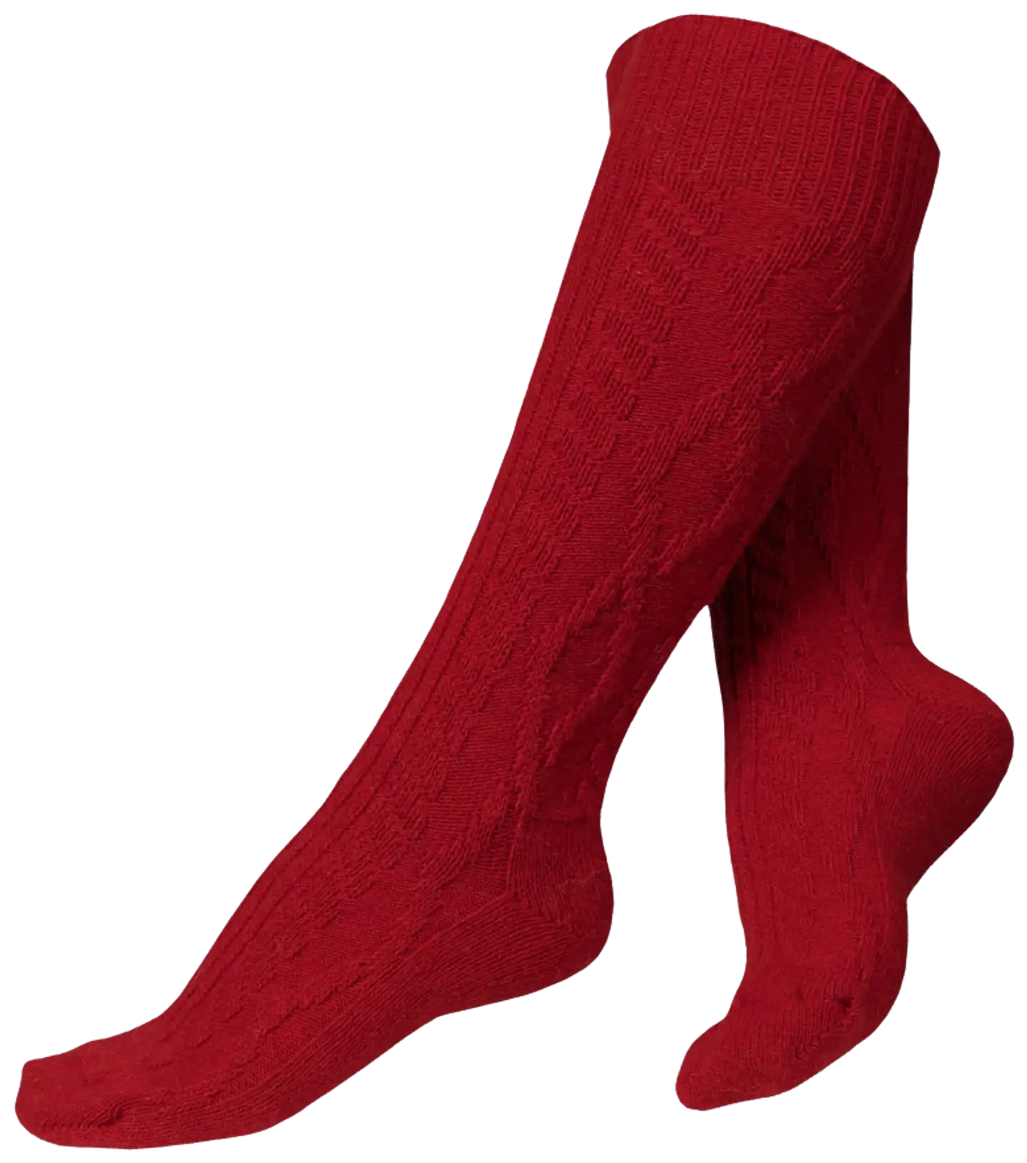 Norlyn naisten villasekoitesukat - Merry Red Cable - 3