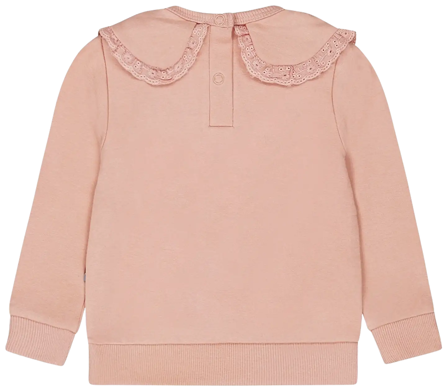 Dirkje vauvojen collegepusero, jossa pitsiröyhelöä kauluksessa Q52362 - Dusty Pink - 2