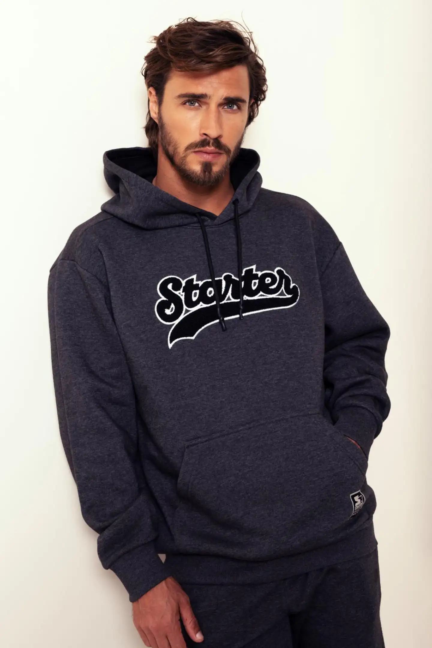 Starter miesten collegehuppari Varsity - CHARCOAL HEATHER - 4