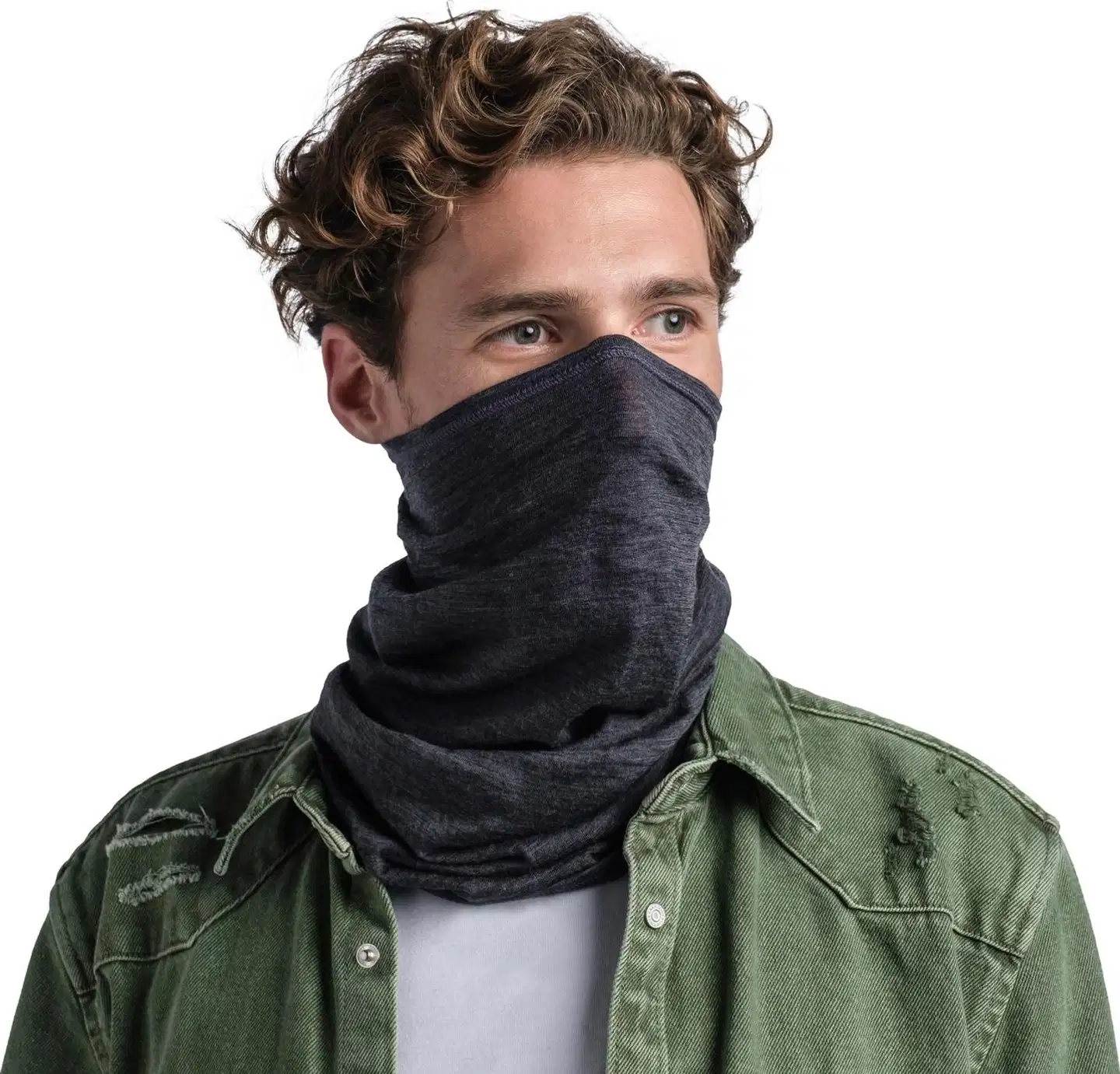 Buff Merino Lightweight tuubihuivi Solid Grey - 4