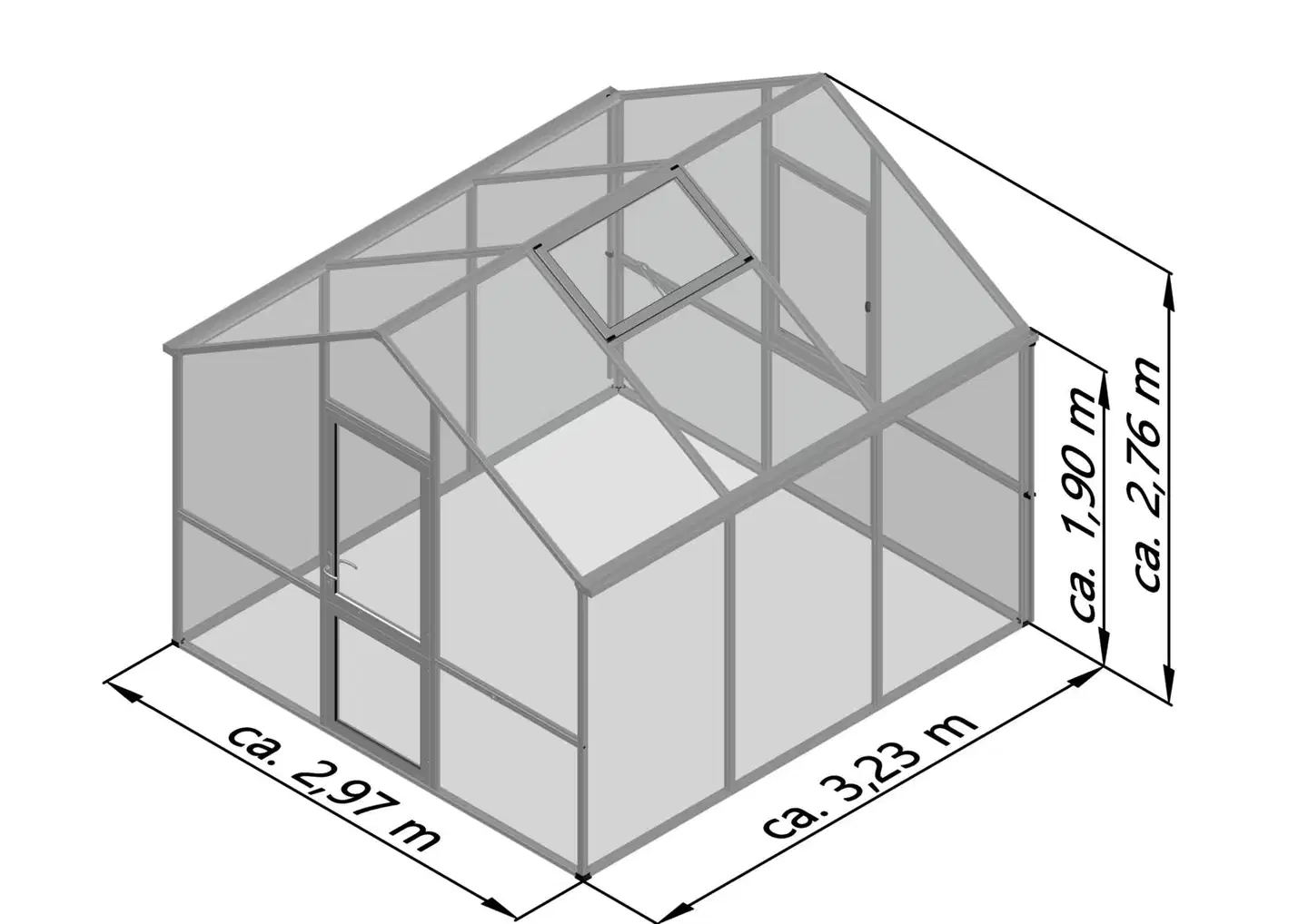 Kreative Gartentechnik kasvihuone Dahlie III 9,59 m2 antrasiitinharmaa - 2