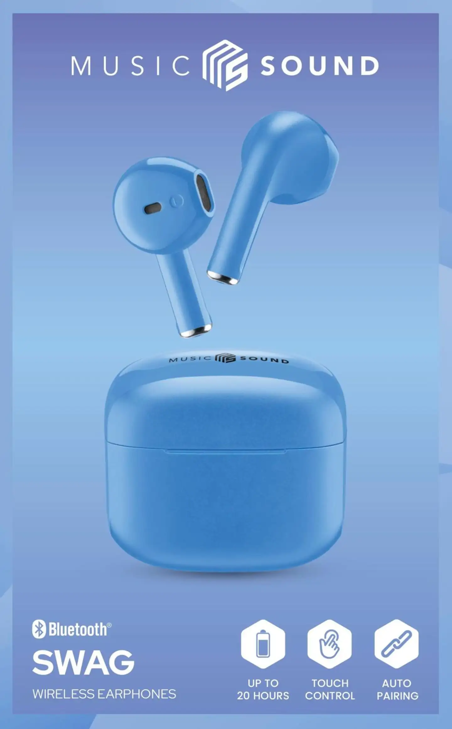MusicSound Bluetooth nappikuulokkeet Swag vaaleansininen - 2