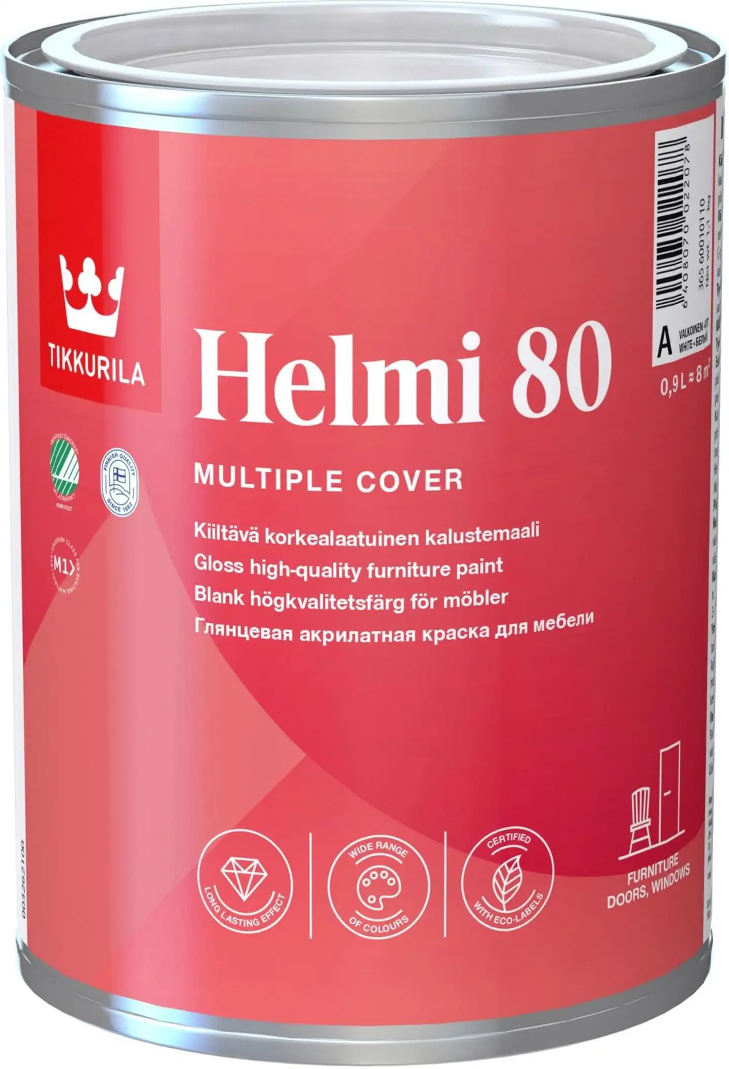 Tikkurila kalustemaali Helmi 80 0,9 l C sävytettävä kiiltävä