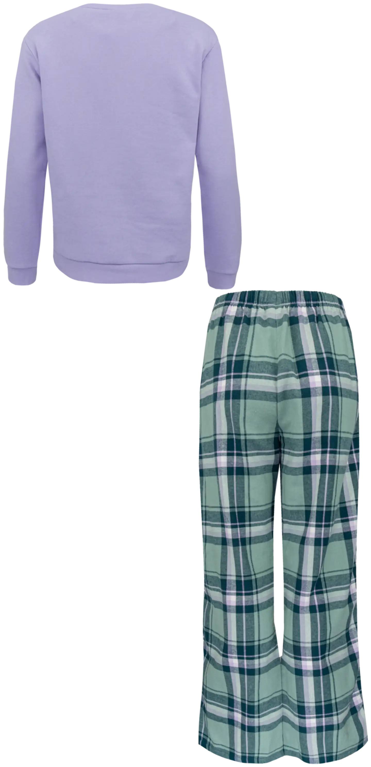 Actuelle naisten flanellipyjama 212A382517 - Lsvender/Green check - 2