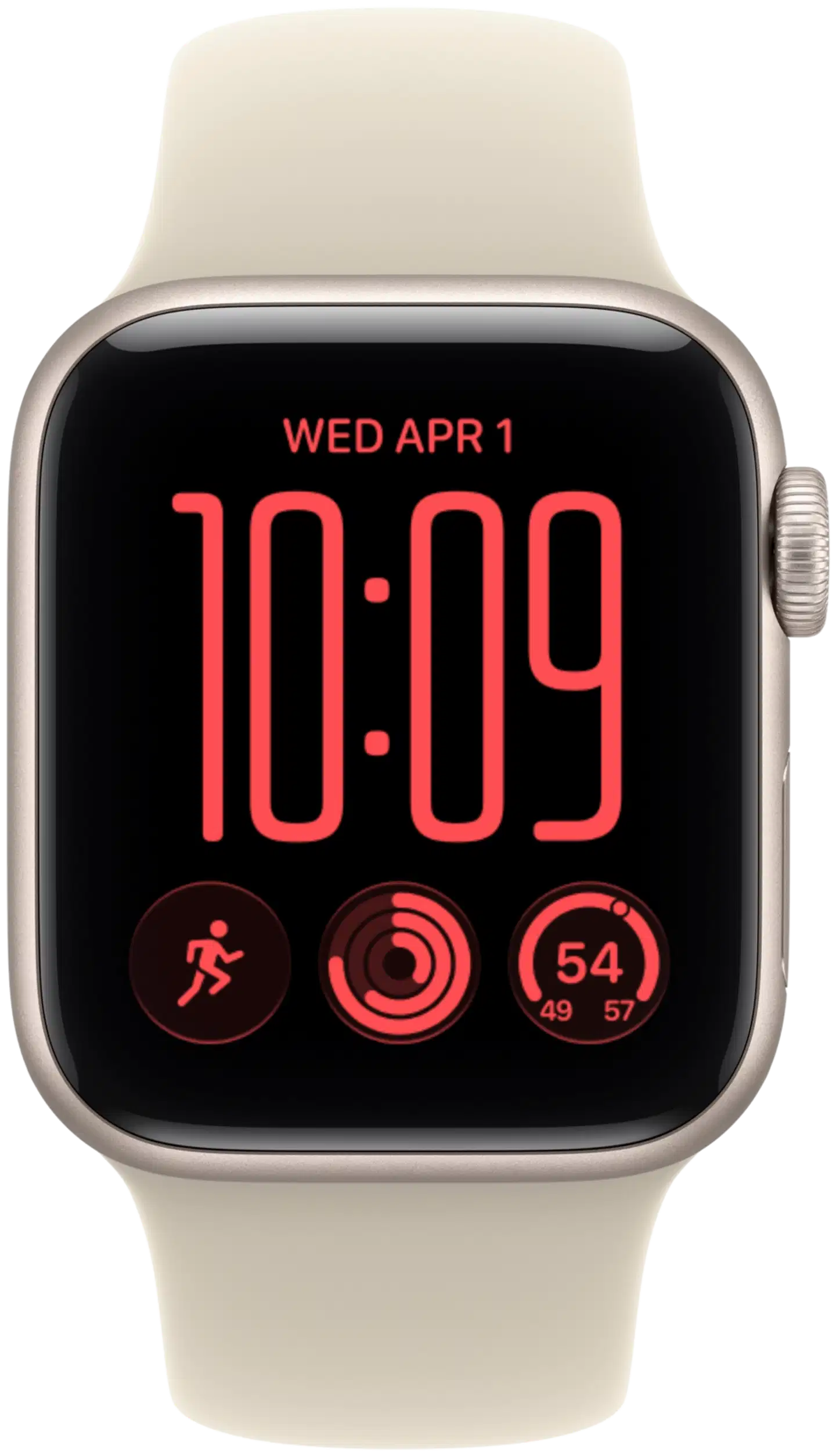 Apple Watch SE 3 GPS + Cellular 40 mm:n tähtivalkea alumiinikuori ja hiekanvärinen urheiluranneke - S/M - MJLC4QN/A - 1