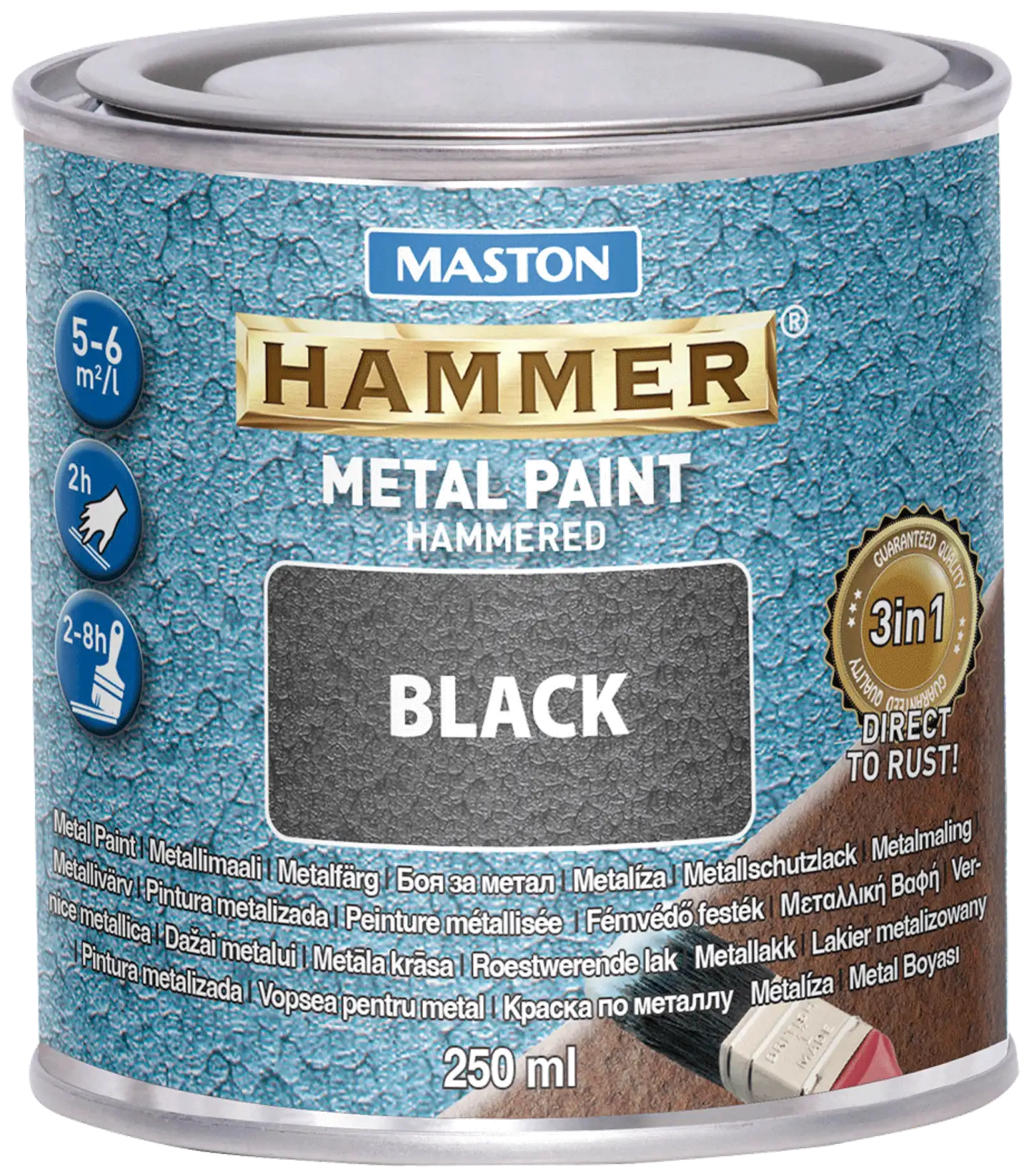 Maston metallimaali Hammer Vasaralakka musta 250 ml - 1