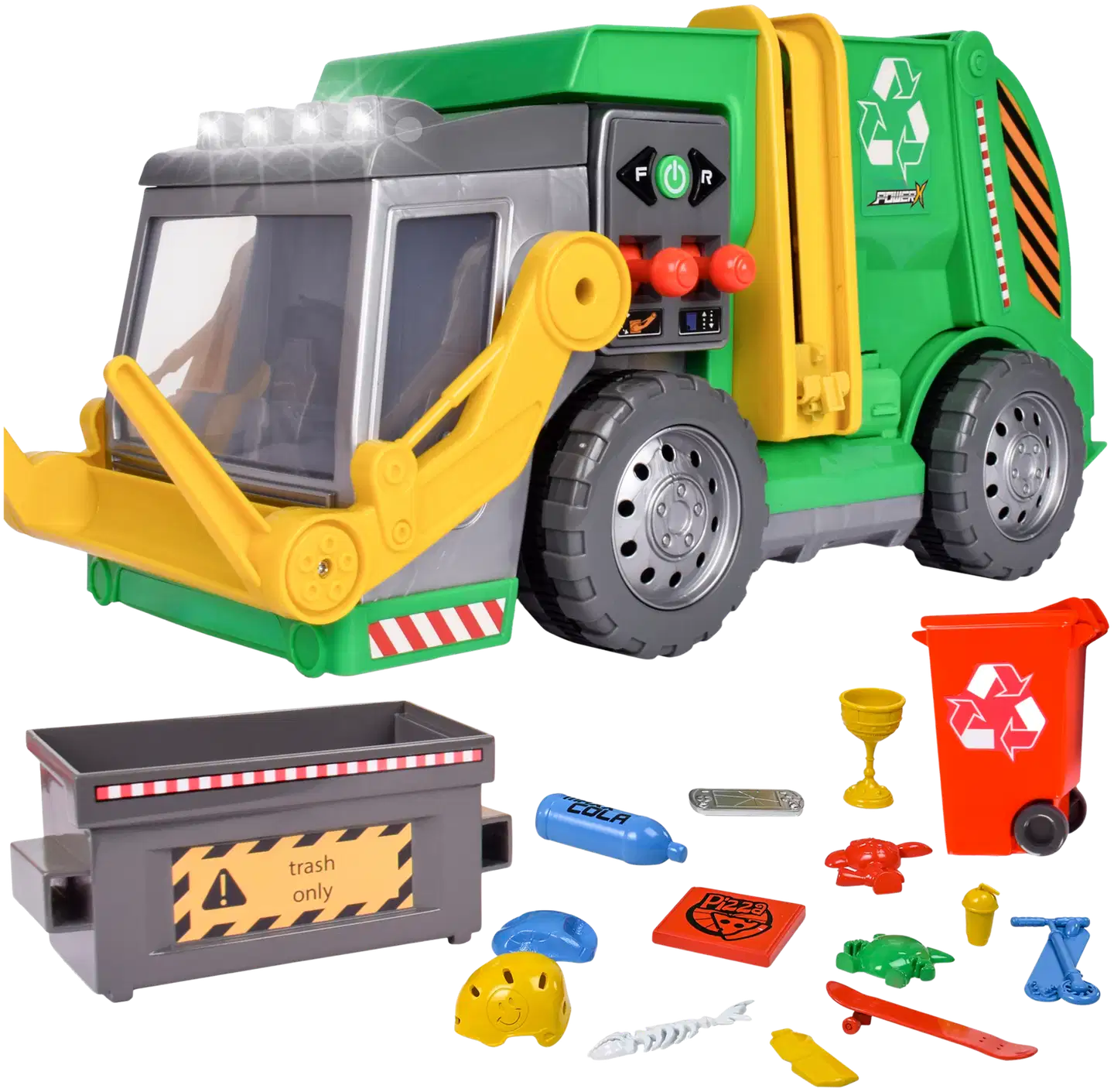 Power X Lift'N'Dump elektroninen roska-auto valoilla ja äänillä 46 cm - 1