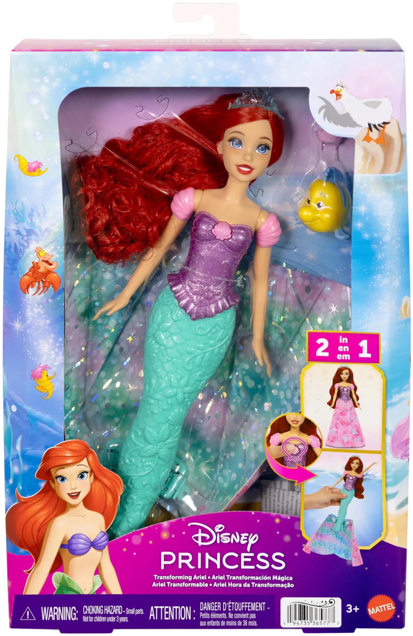 Disney Princess muuntautuva Ariel-nukke - 2
