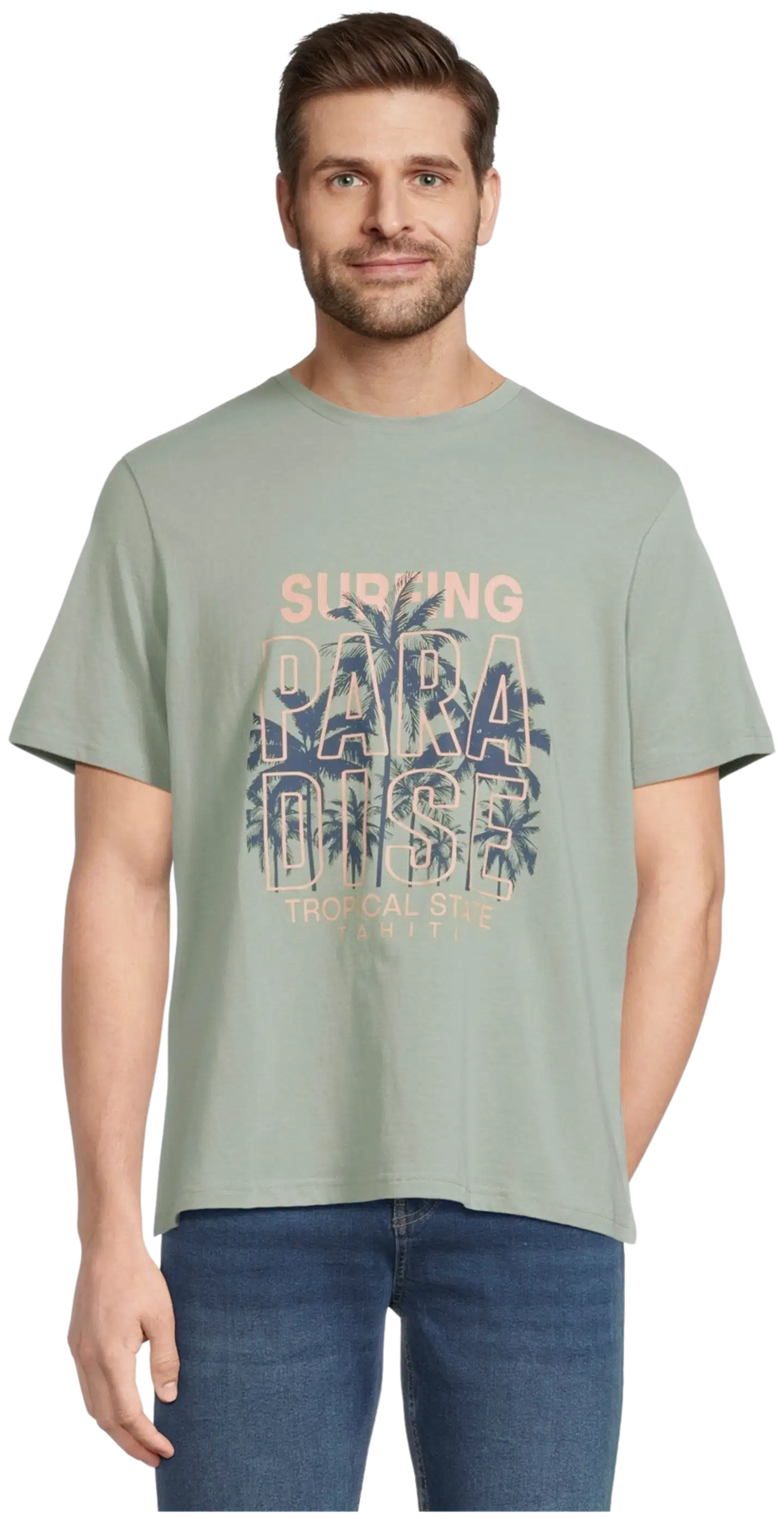 House miesten t-paita Palm Beach 195H152613 - Sage Green - 1