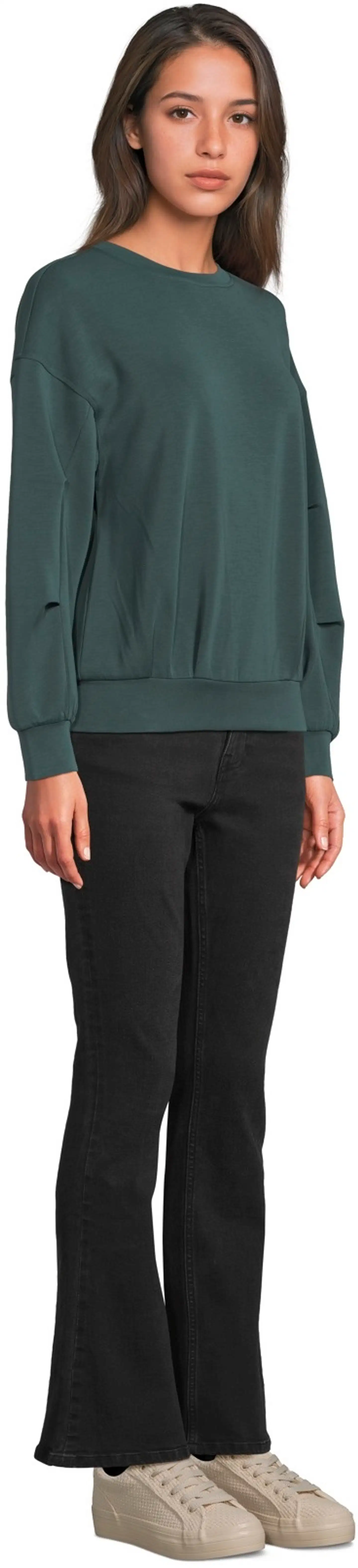 WKLY. naisten flare leg -farkut, matala istuvuus, koristeelliset läppätakataskut 222W282680 - Black denim - 4