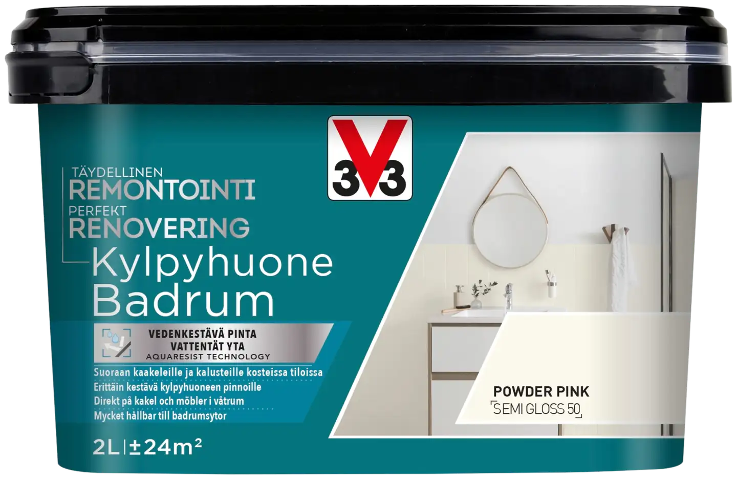 V33 remontointimaali Kylpyhuone 2 l Powder pink - 1