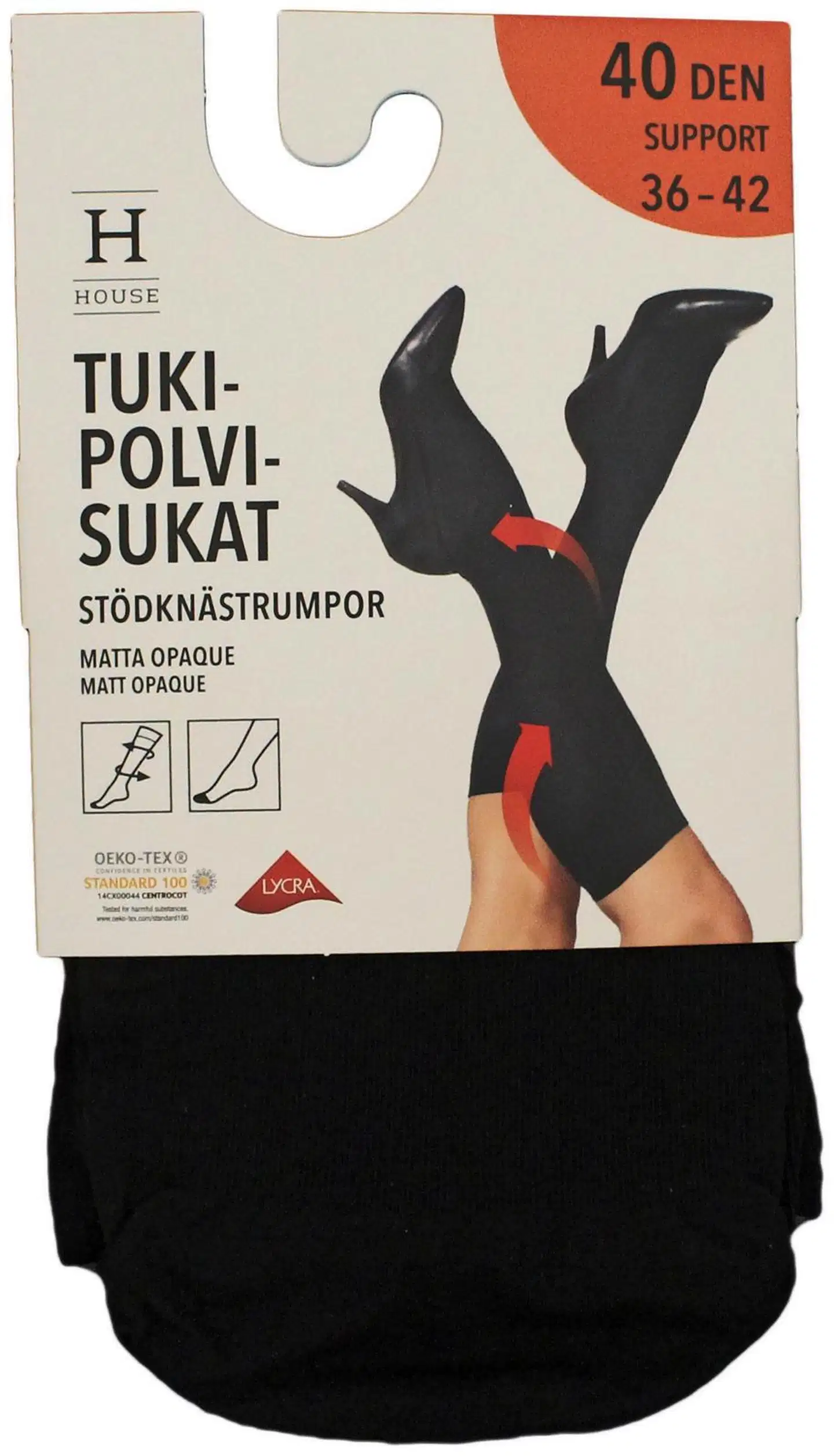 House naisten tukipolvisukat 40 den - Black
