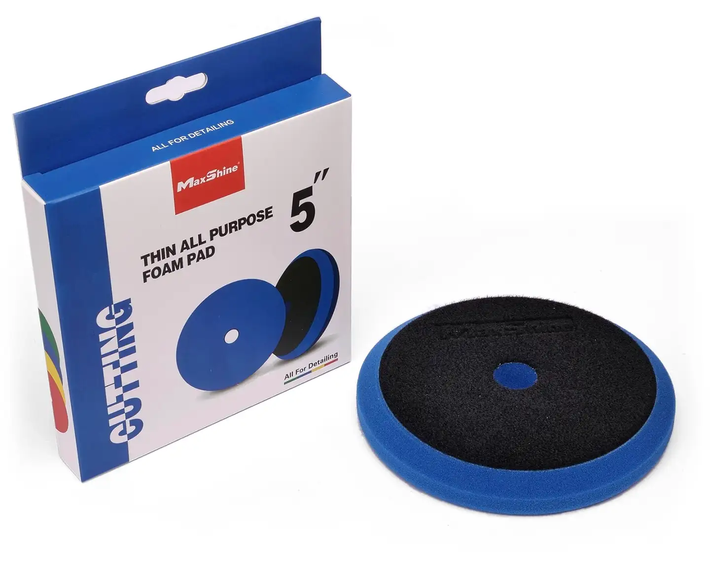 Maxshine Cross Cut kiillotuslaikka 5", sininen – vaahtomuovinen laikka viimeistelyyn ja kevyiden pyörrejälkien poistoon, yhteensopiva rotary- ja epäkeskokoneiden kanssa - 2