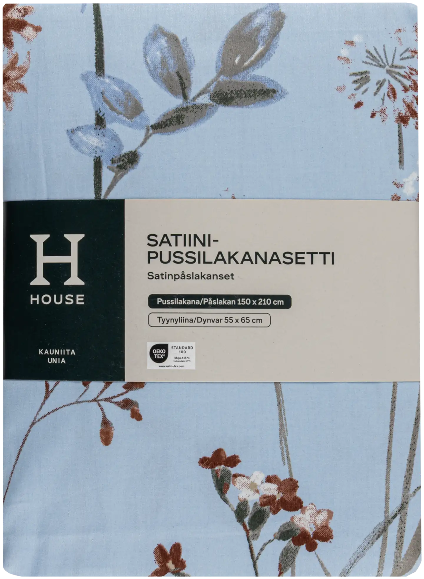 House satiinipussilakanasetti Amanda 150x210 cm vaaleansininen - 2