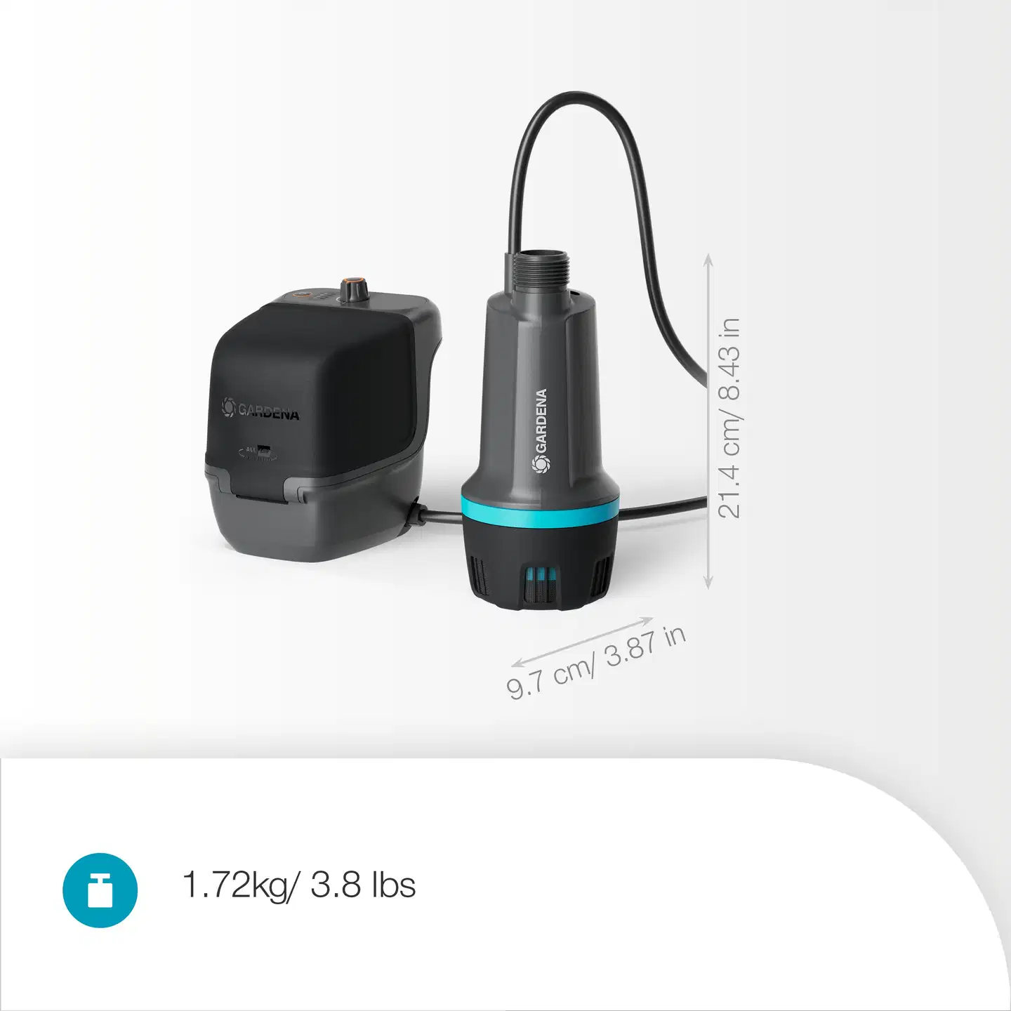 Akkupuutarhapumppu GARDENA 3000 18V P4A sis. akku, 3000 l/h - 4