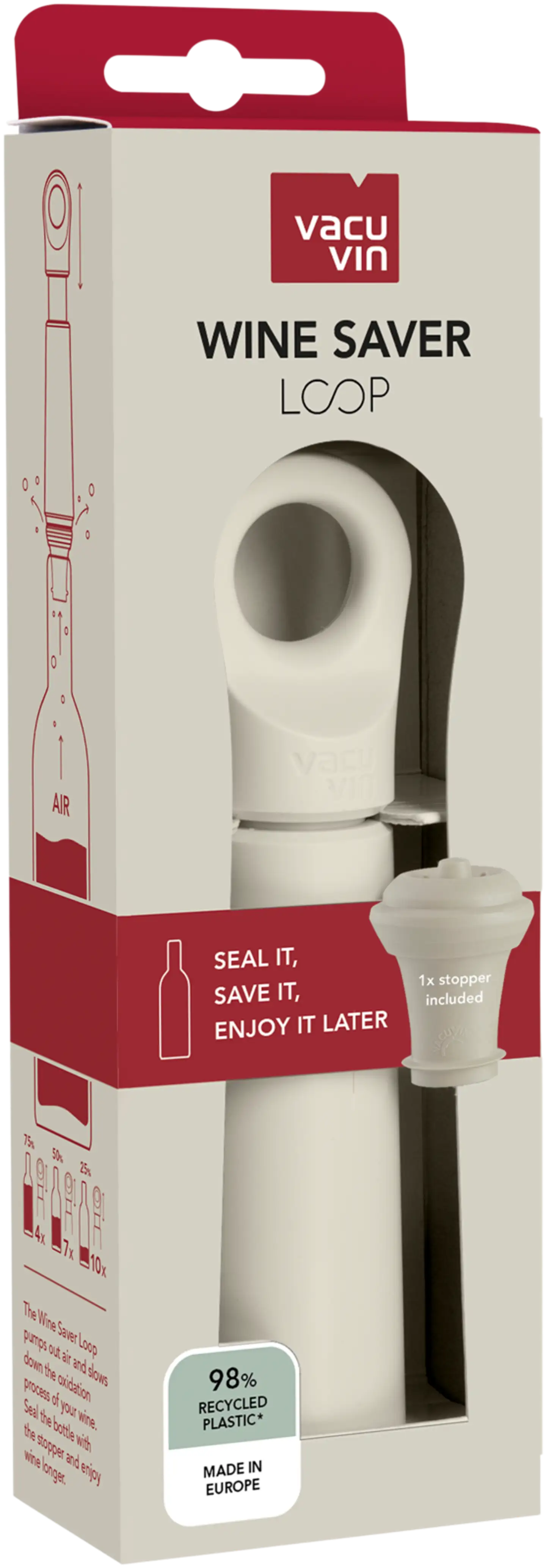 Vacu Vin viinipumppu ja korkki Loop Sand - 2