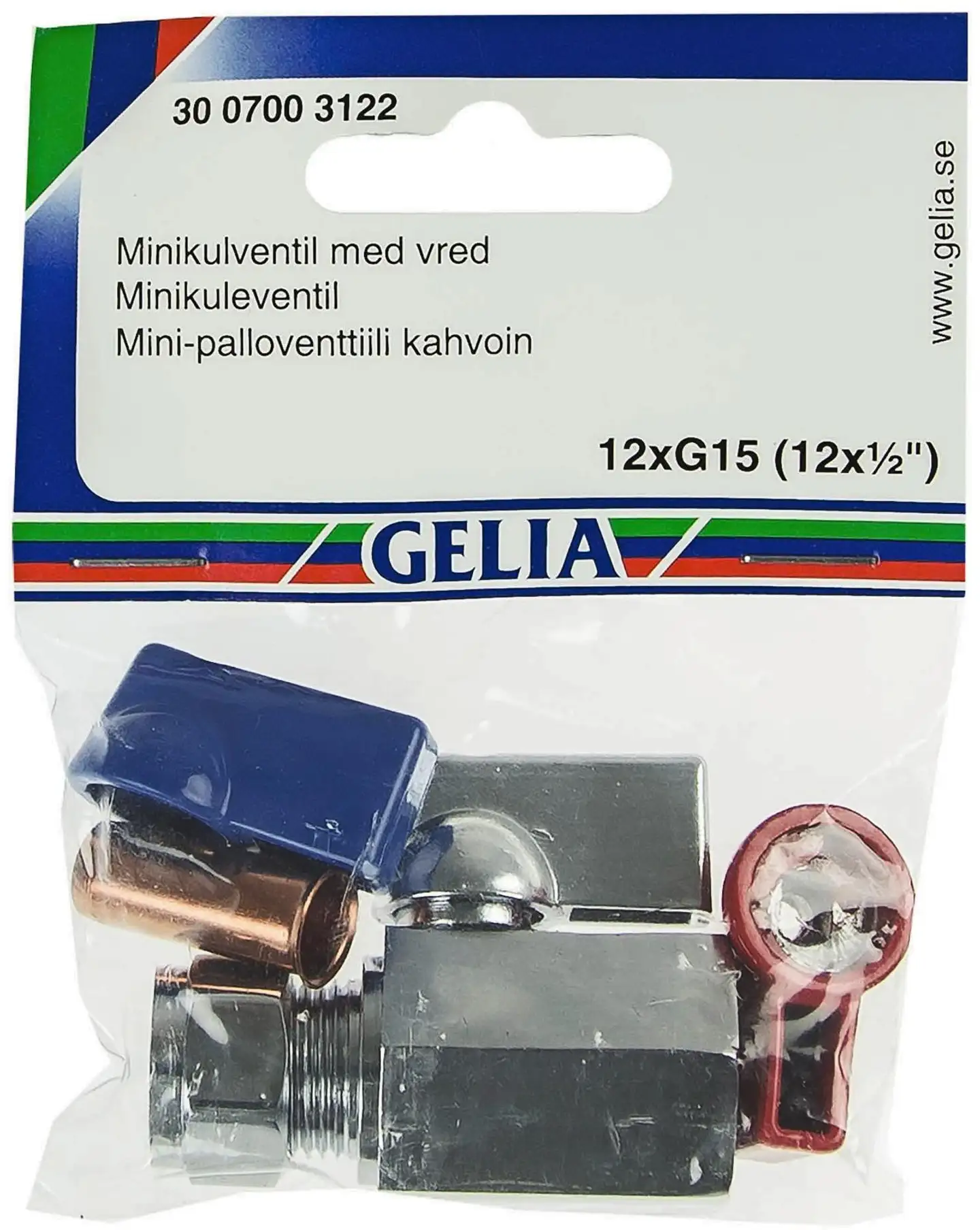 Gelia kuulasulku kahvalla sisäkierre R15x12 mm kromattu