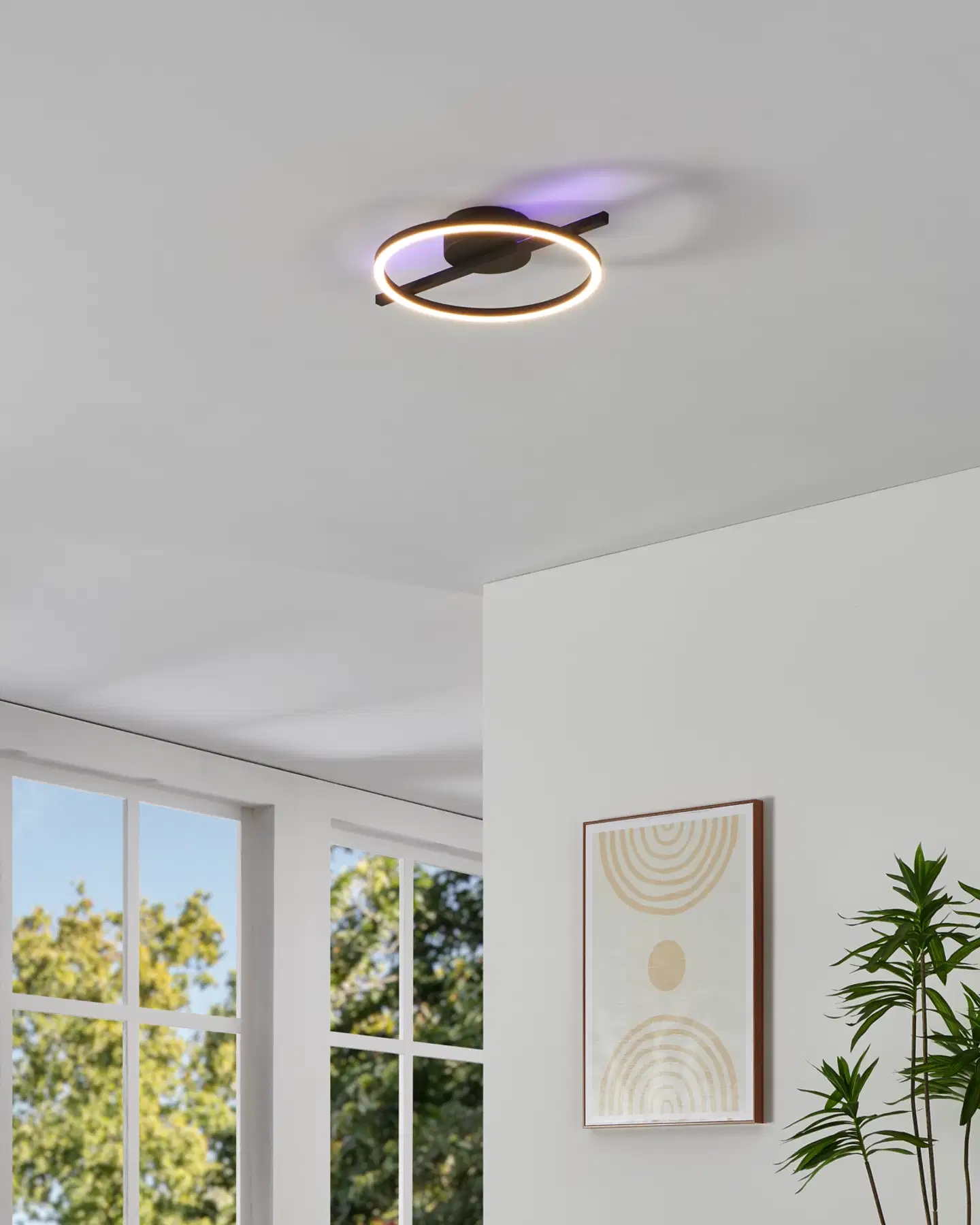 EGLO kattovalaisin Amandolo LED 17W 40 cm RGB CCT musta/valkoinen - 10