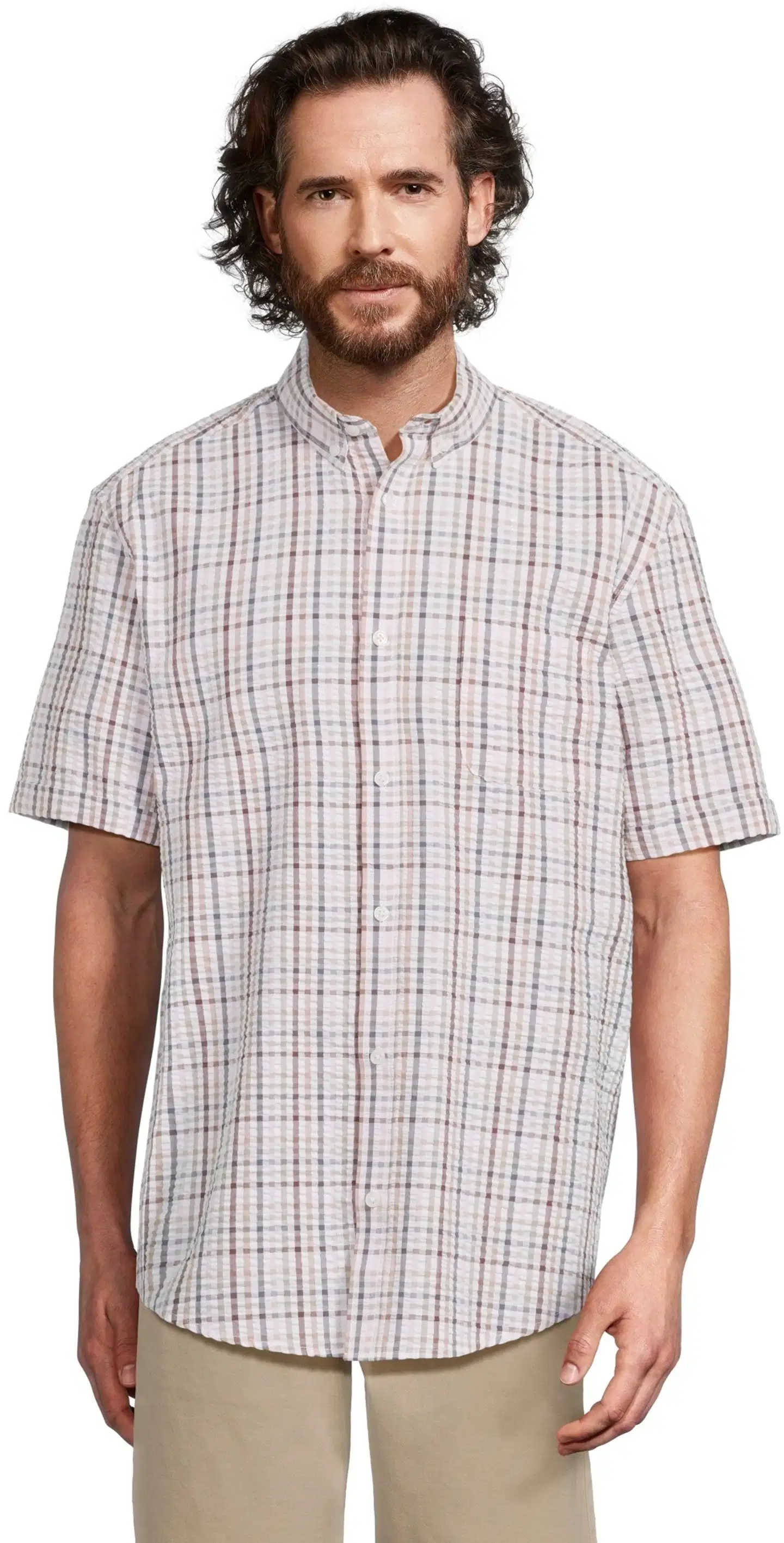 House miesten ruudullinen kesäpaita 194H152618 - Marron check - 1