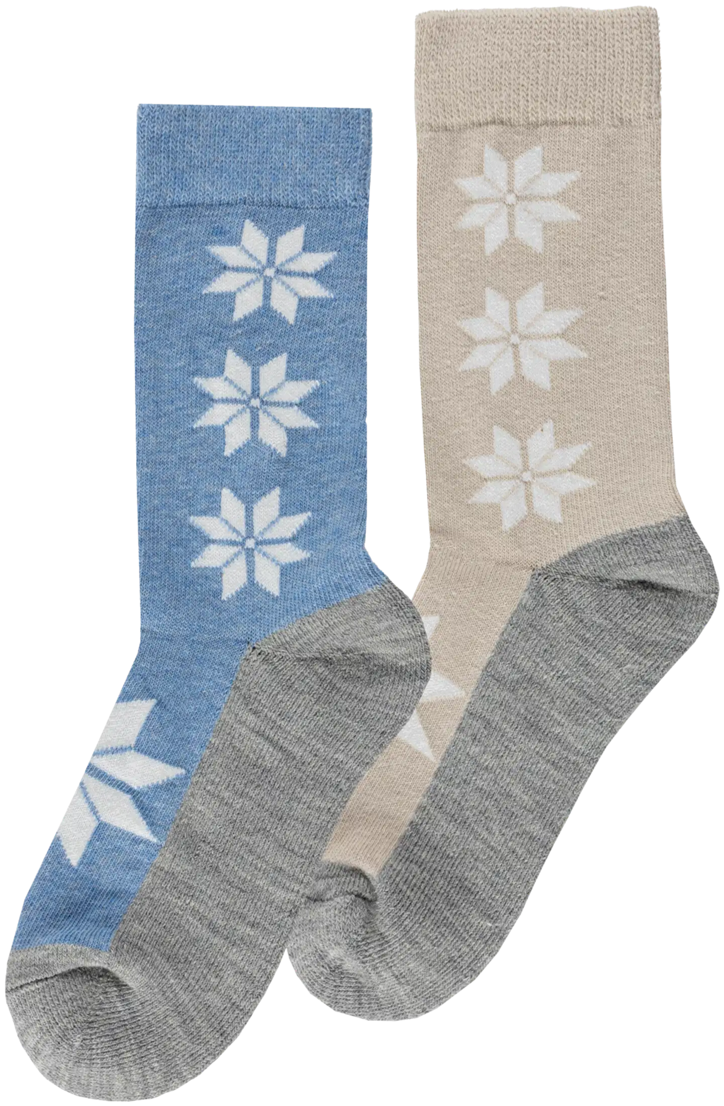 House naisten villapohjasukat 214H322615 2-pack - Lt beige/lt blue - 1