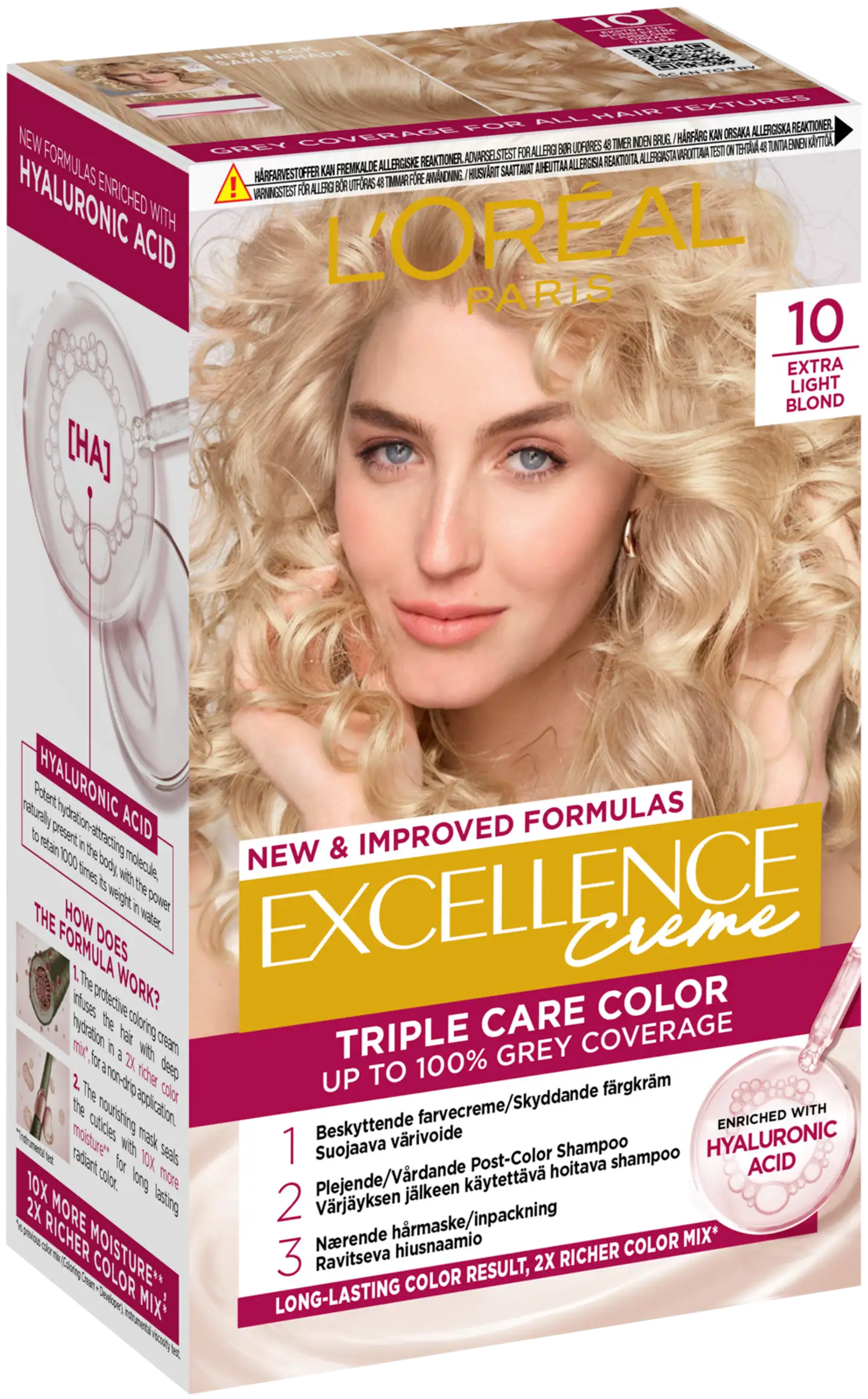 L'Oréal Paris Excellence Creme 10 Extra Light Blonde Kirkas Vaalea kestoväri 1kpl - 2