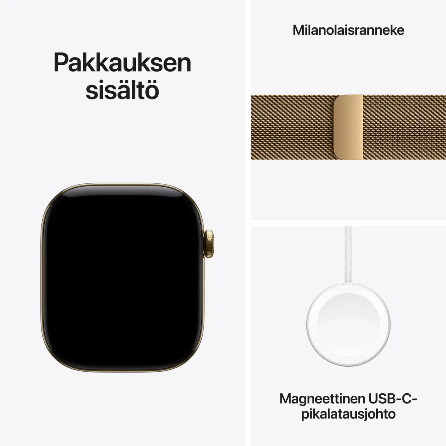 Apple Watch Series 12 GPS + Cellular 42 mm:n kiiltokultainen titaanikuori ja kiiltokultainen milanolaisranneke - MJGL4QN/A - 4