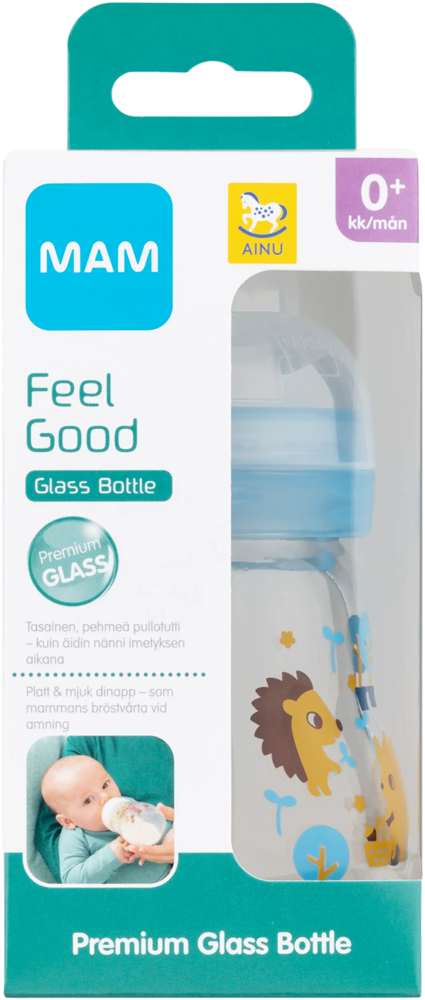 Ainu Mam Feel Good lasinen tuttipullo 170 ml