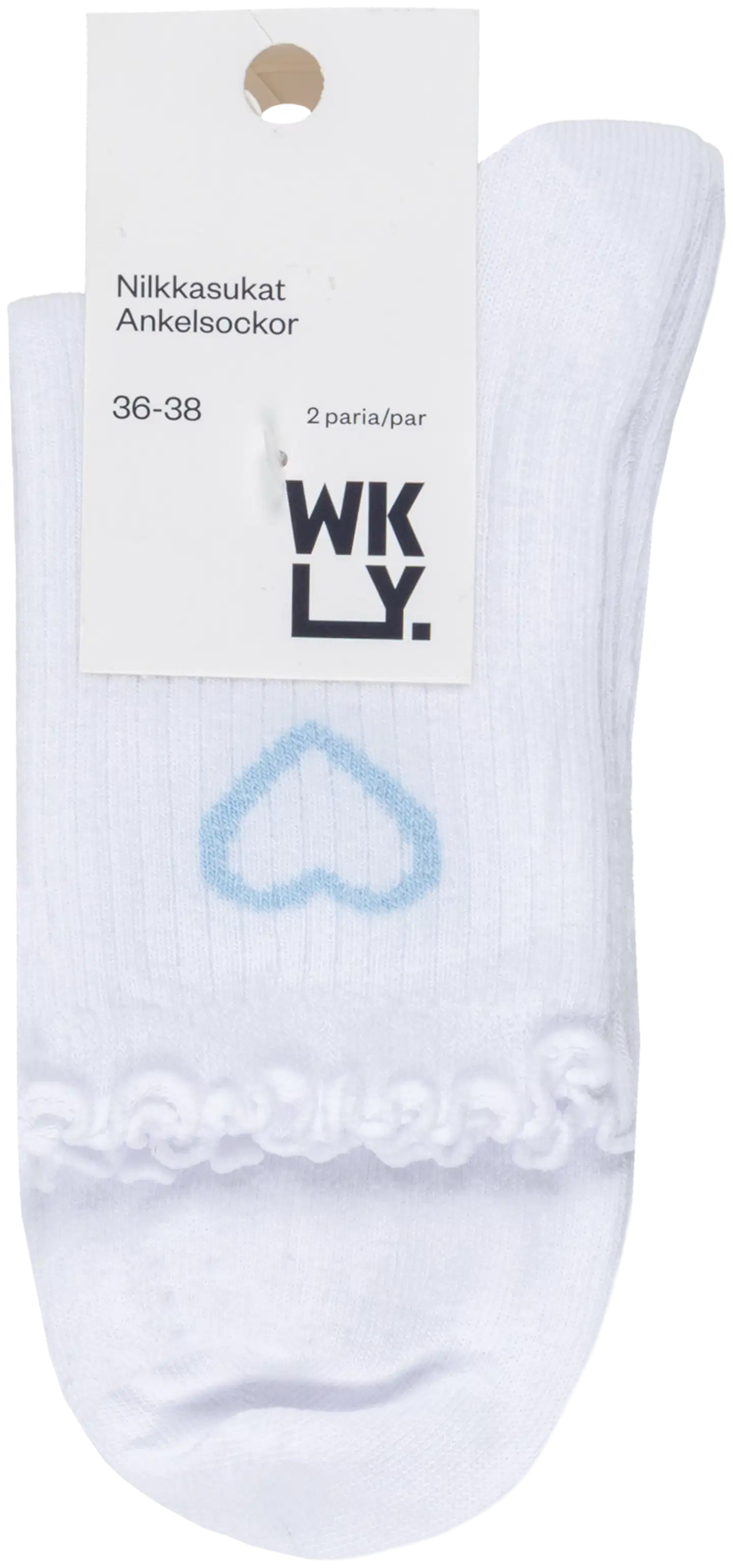 WKLY. naisten quarter-sukat 214W062606 2-pack - White/blue/pink - 2