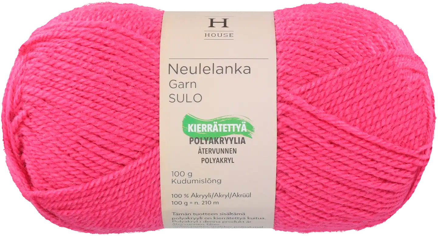 House neulelanka akryyli Sulo 100 g Rasberry Pink 10121