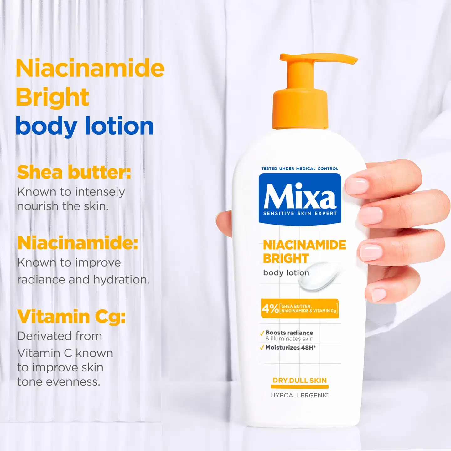 Mixa Niacinamide Brigh Vartalovoide Vartalovoide kuivalle ja samealle iholle 250ml - 6