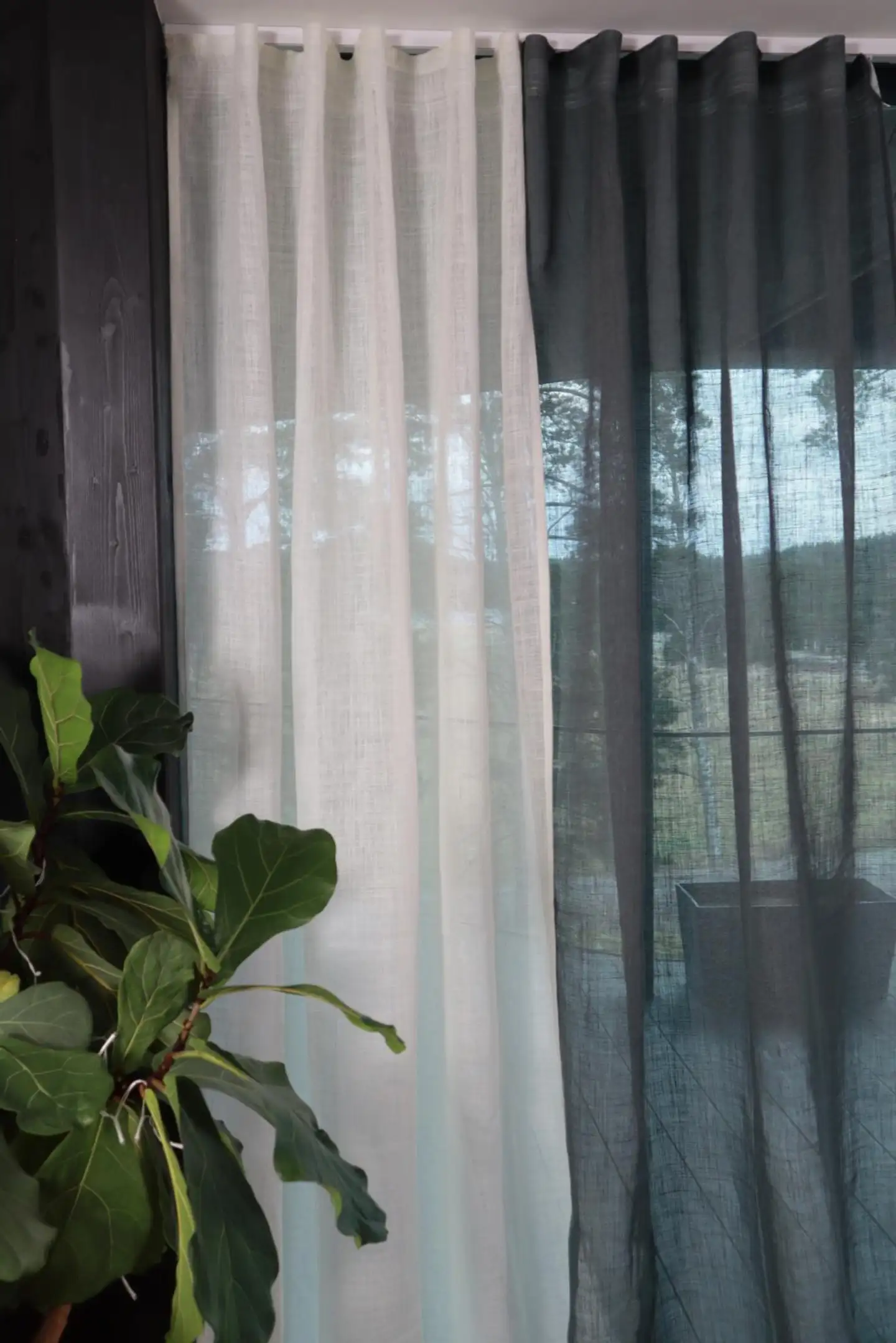 Ihanin pellavaverho 100% tummanharmaa 140 x 280 cm - 6